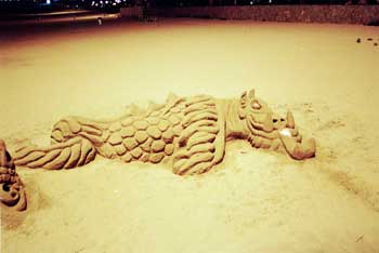 A dragon made from sand